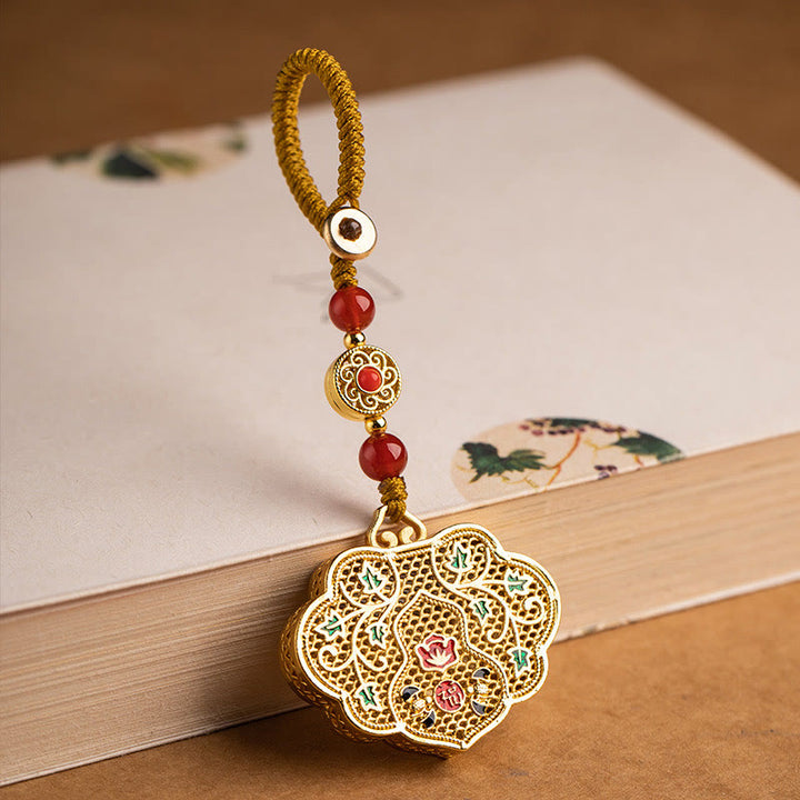 Buddha Stones Sleutelhanger met gelukssymbool en slotje van het Fu-personage. - image 1