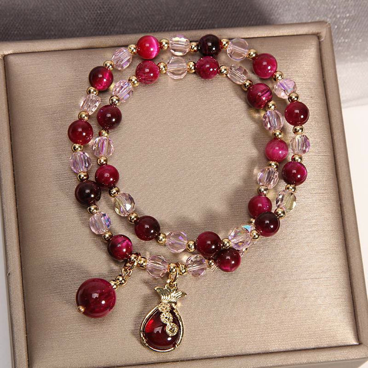 Buddha Stones Tijgeroog PiXiu Vos Geldzak Bescherming Zelfvertrouwen Dubbele Armband - Geldzak met rode tijgeroog en munten - image 12