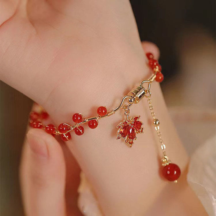 Buddha Stones Armband met gelukshanger in de vorm van een rood esdoornblad - image 8