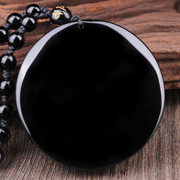 Buddha Stones Bagua Draak Feniks Obsidiaan Vervulling Hanger Ketting - image 3