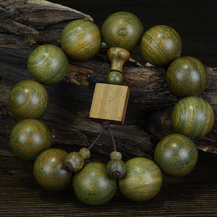 Buddha Stones Tibetaanse Armband met groene sandelhoutextractie - 20mm(12 kralen) - image 0