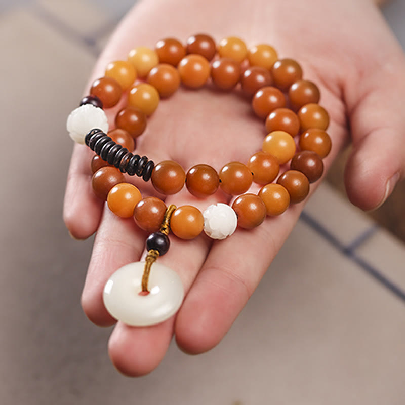 Buddha Stones Cyaan Bodhizaad Lotus Jade Vredesgesp Wijsheid Dubbele Armband - image 16