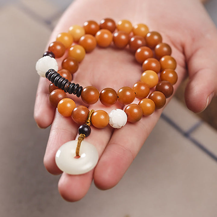 Buddha Stones Cyaan Bodhizaad Lotus Jade Vredesgesp Wijsheid Dubbele Armband - image 16