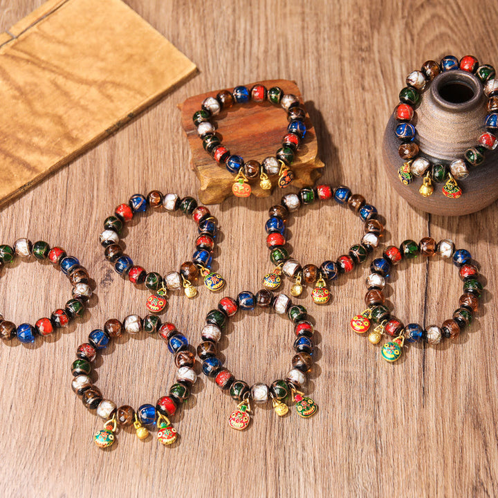 Buddha Stones Vijf Elementen Gouden Verslindend Beest Familie Charm Liuli Glazen Kraal Armband - image 11