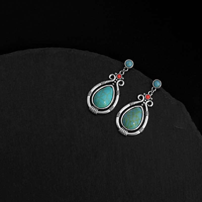 Tibetaanse vintage turquoise waterdruppel oorbellen met Oorbellen - image 6