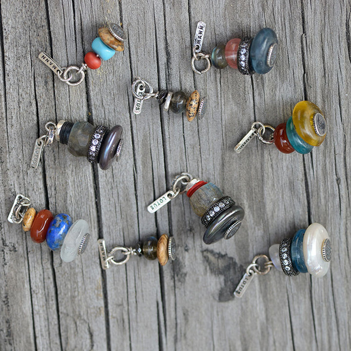 Buddha Stones Zen Cairn Labradoriet Diverse Kristallen Kalmerende Hanger Ketting - image 2