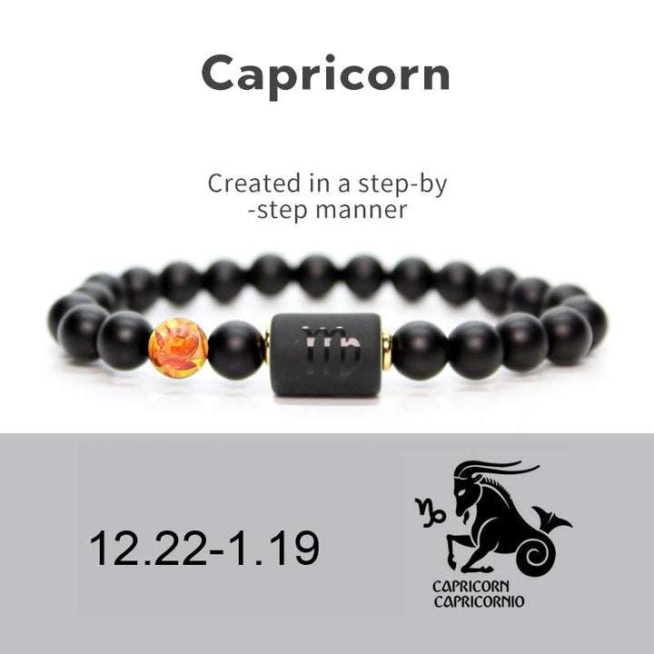 Buddha Stones Verstelbare Armband van zwarte onyx met de 12 sterrenbeelden van de dierenriem - Steenbok - image 7