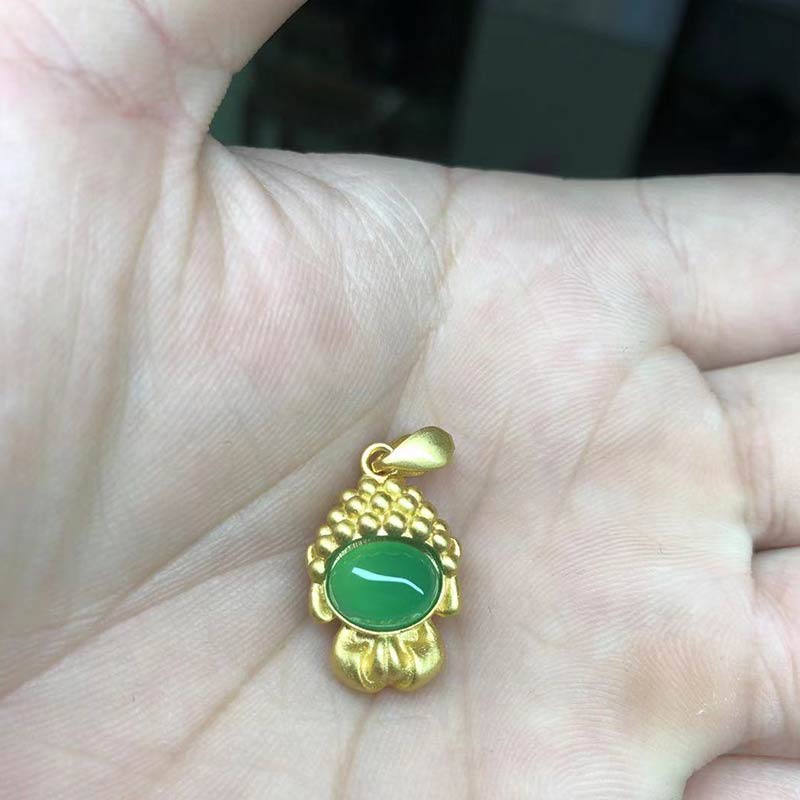 Buddha Stones Witte jade Boeddha succes hanger Ketting - Groene agaat - image 7