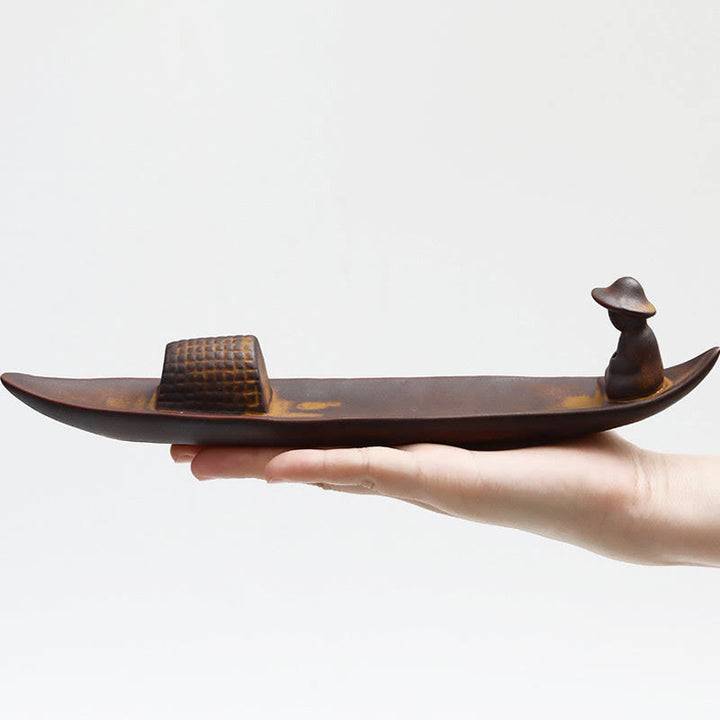 Buddha Stones Keramische Wierook met de tekst "Een eenzame visser op het water" - image 10