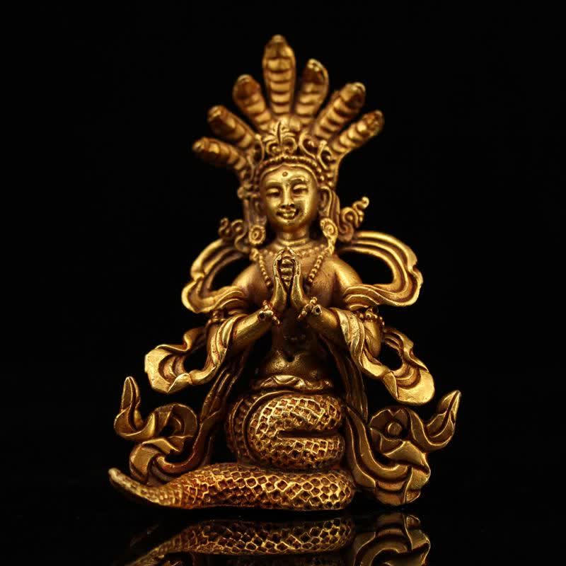 Buddha Stones Bodhisattva Nagarjuna Bescherming Koperen Beeld Decoratie - 9*6 cm - image 0