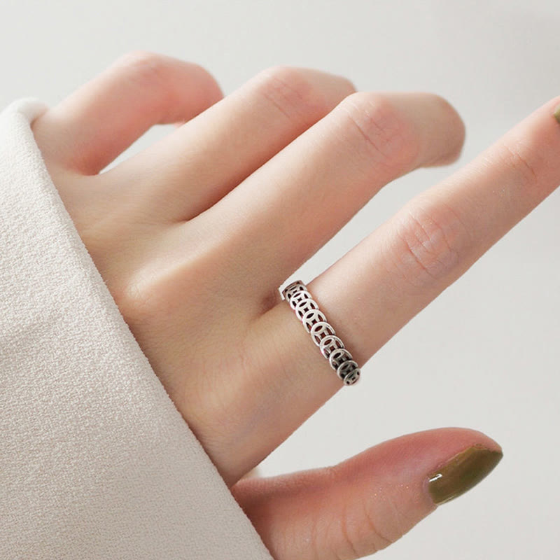 Buddha Stones Vintage koperen muntvormige Ring , verstelbaar - image 5