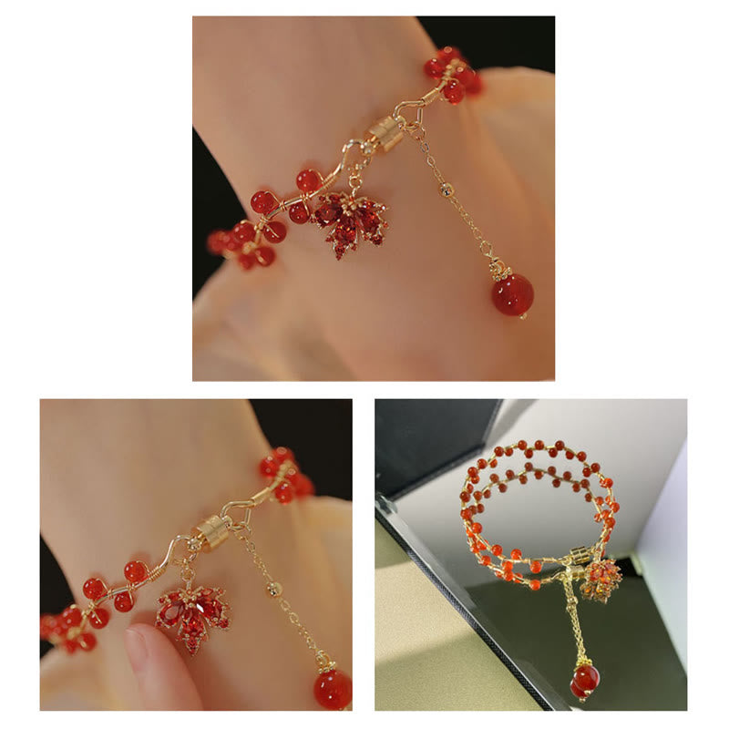 Buddha Stones Armband met gelukshanger in de vorm van een rood esdoornblad - image 14