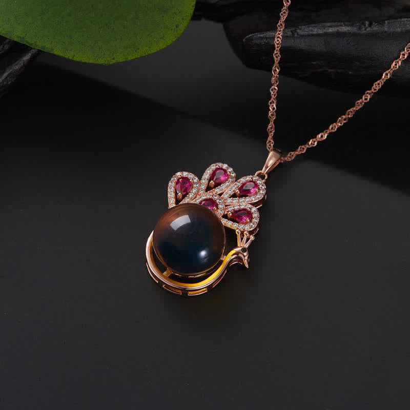 Pauw Amber Geluk Liefde Ketting Hanger Ring - image 1