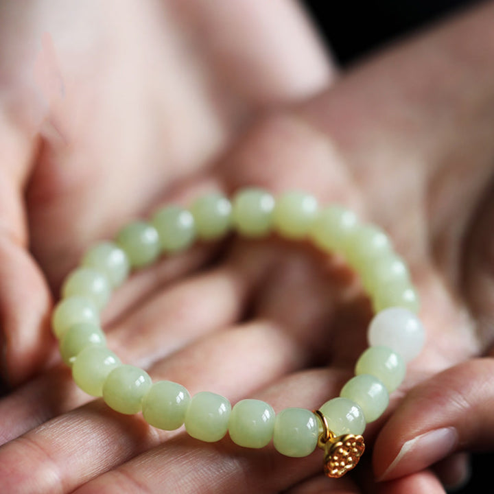 Buddha Stones Verstelbare Armband met jade lotusbloem en overvloed - image 2