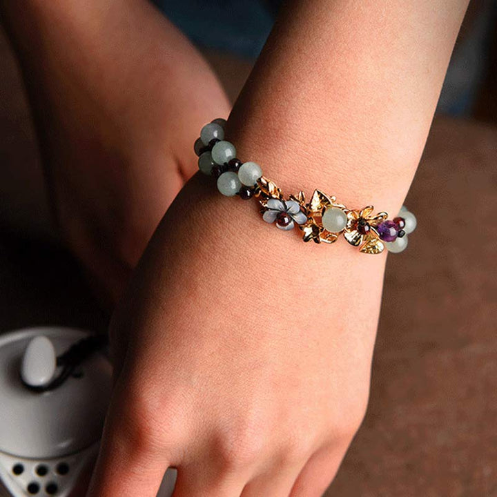 Buddha Stones Groene aventurijn granaat kralen Armband met bloemblaadjes - image 5