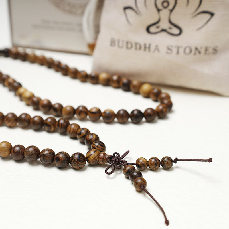 Buddha Stones 108 Mala kralen Armband voor gebed en meditatie, sandelhout, elastisch - image 23