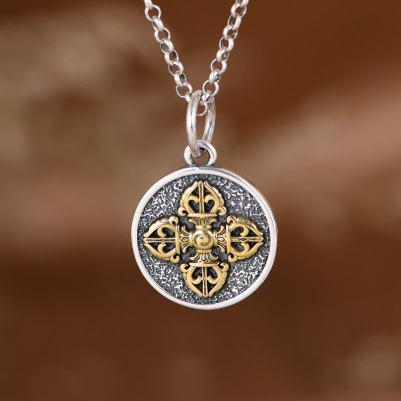 Buddha Stones 925 Sterling Zilveren Dubbele Dorje Vajra Ketting - image 0