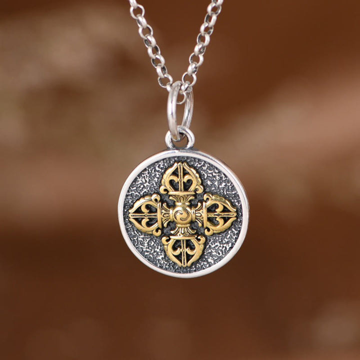 Buddha Stones 925 Sterling Zilveren Dubbele Dorje Vajra Ketting - image 0