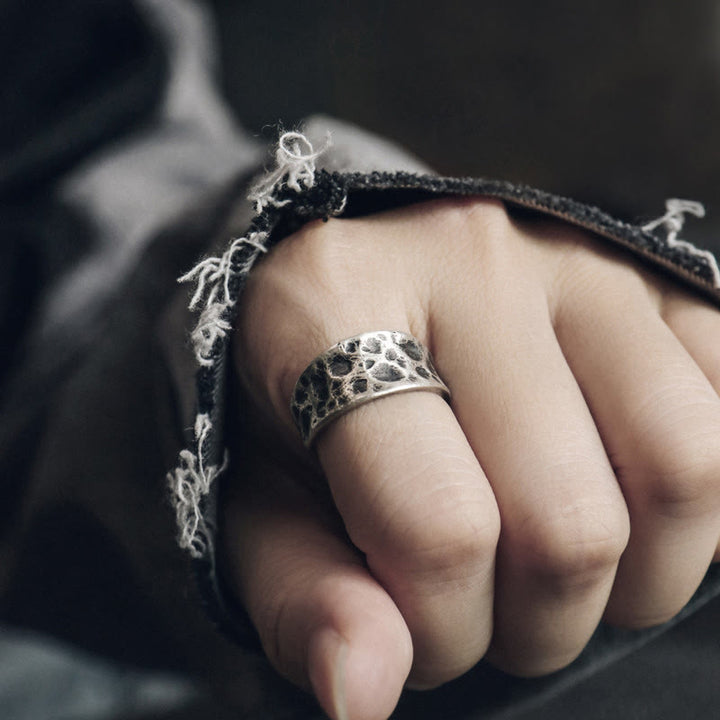 Buddha Stones 925 Sterling Zilveren Ring met Bobbelstructuur - image 3
