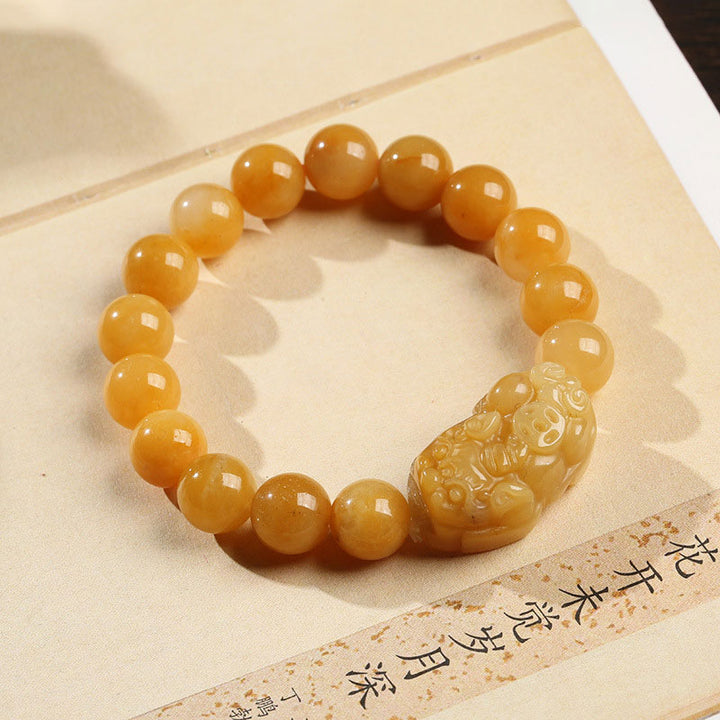 Buddha Stones Gouden zijden jade PiXiu rijkdom Armband - image 1