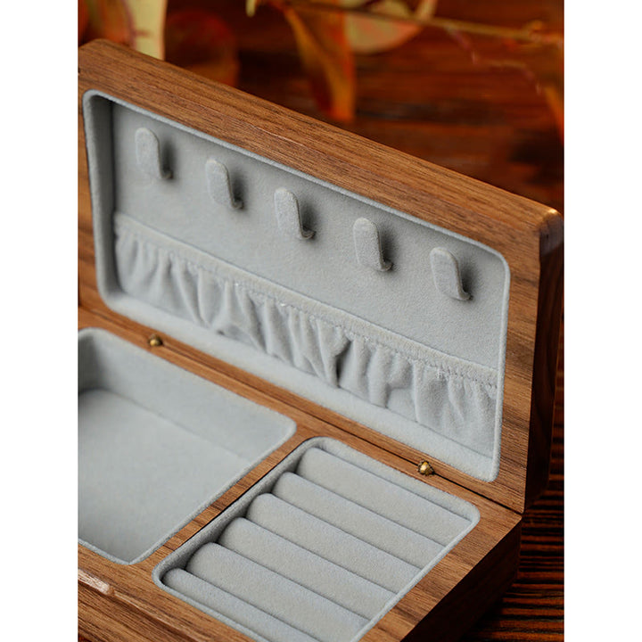Vintage handgemaakte Sieraden opbergdoos van zwart walnoothout, houten geschenkdoos - image 4