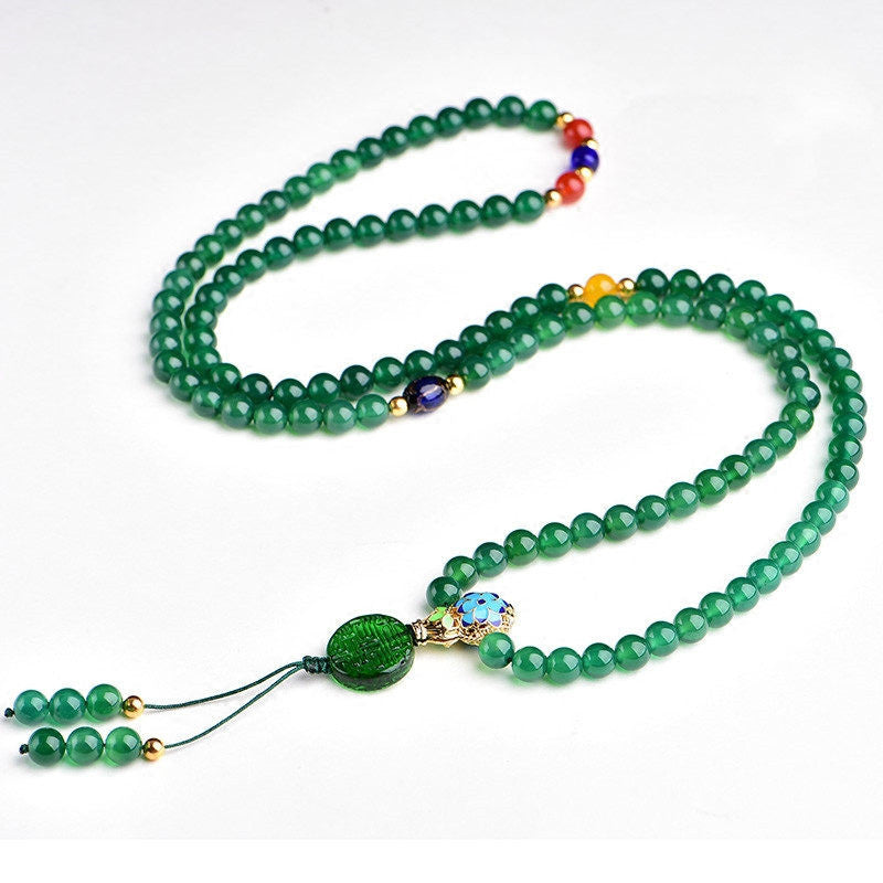 Buddha Stones 108 Mala kralen natuurlijke groene agaat Armband - image 4