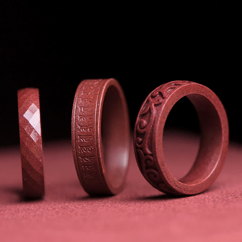 Buddha Stones Cinnabar Om Mani Padme Hum Gelukbrengende Wolken Ring - image 0