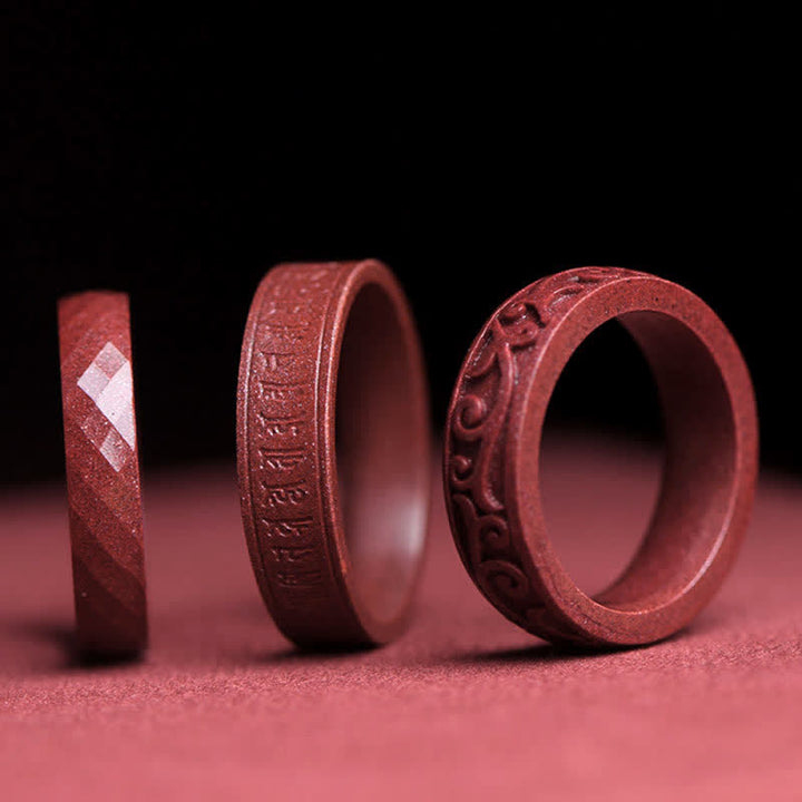 Buddha Stones Cinnabar Om Mani Padme Hum Gelukbrengende Wolken Ring - image 0