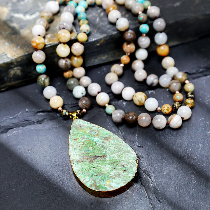 Buddha Stones Natuurlijke oceaan Picasso jaspis kralen helende ketting - image 2