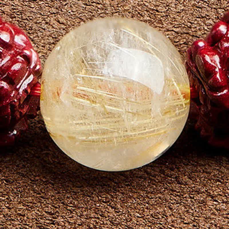 Buddha Stones Gouden glans obsidiaan PiXiu cinnaber Om Mani Padme Hum Armband - image 13