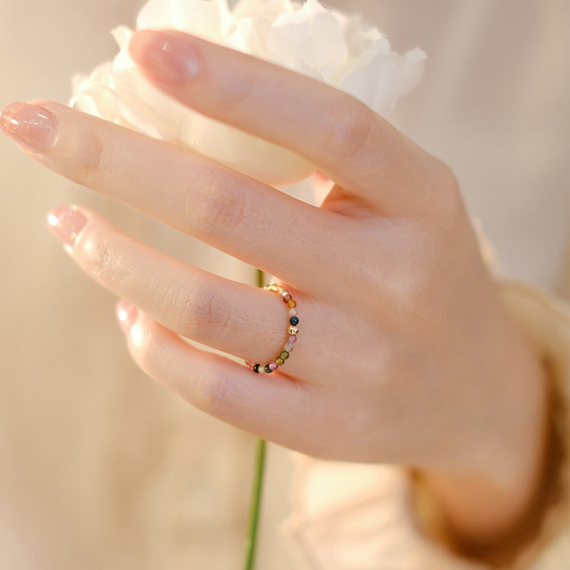 Buddha Stones Natuurlijke toermalijn Ring met positieve liefdesboodschap - image 1