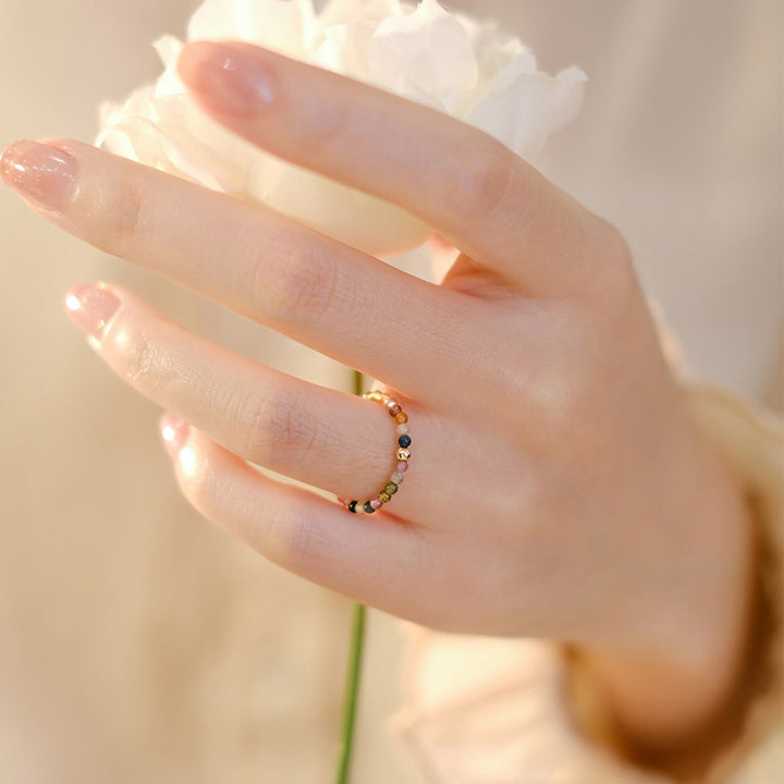 Buddha Stones Natuurlijke toermalijn Ring met positieve liefdesboodschap - image 1