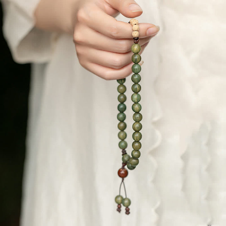 Buddha Stones Groene sandelhouten Armband met positieve boodschap en vredesmotief - image 10