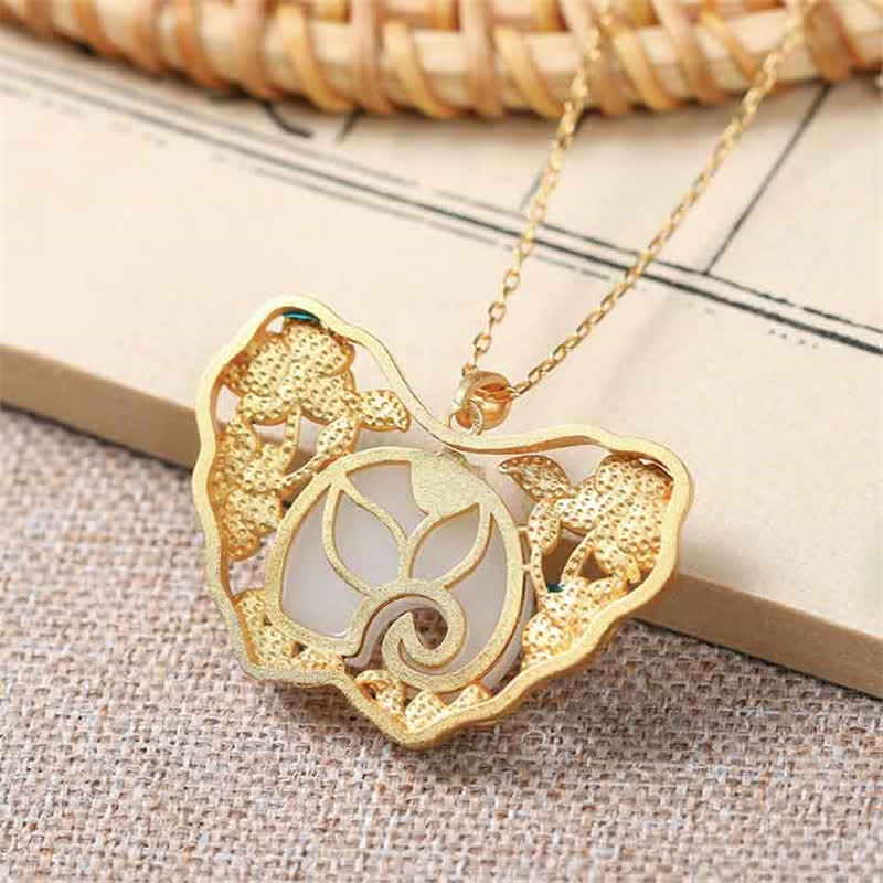 Witte jade olifant, vlinder, lotus, succes Ketting - image 4