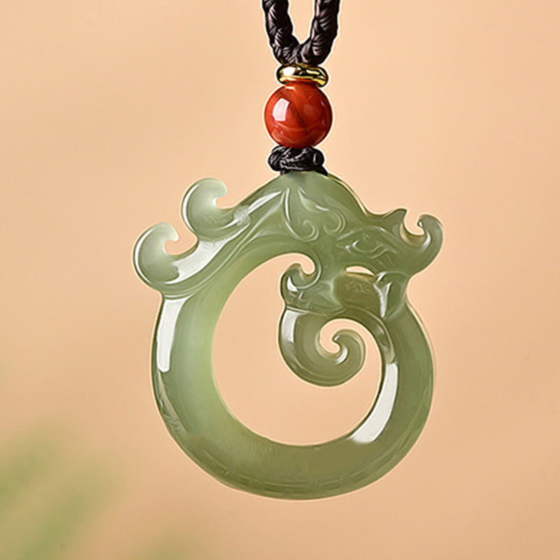 Buddha Stones Witte jade cyaan jade draak Ketting hanger - image 3