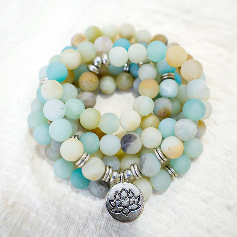 Buddha Stones Tibetaanse Amazonietsteen Zegen Lotus Mala - image 3