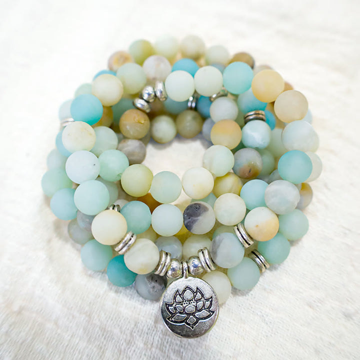 Buddha Stones Tibetaanse Amazonietsteen Zegen Lotus Mala - image 3