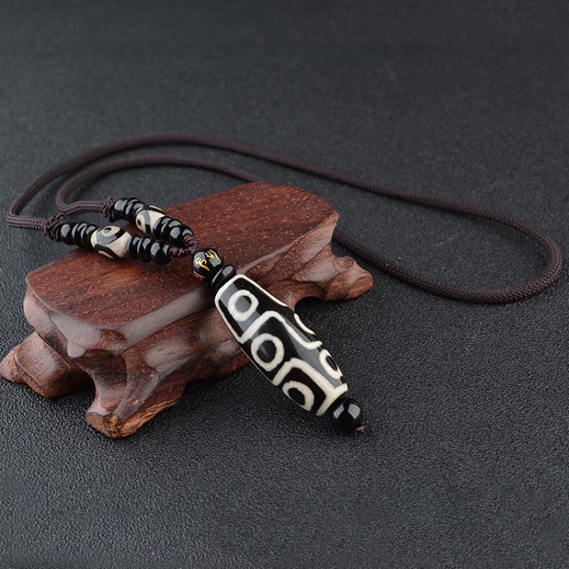 Buddha Stones Ketting met negen ogen en Dzi-kralen voor bescherming van rijkdom. - image 1