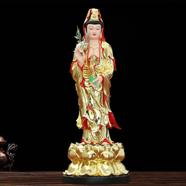 Buddha Stones Chenrezig Bodhisattva Avalokitesvara beeldje Harmonie Harsbeeld Huisdecoratie - Goud - image 4