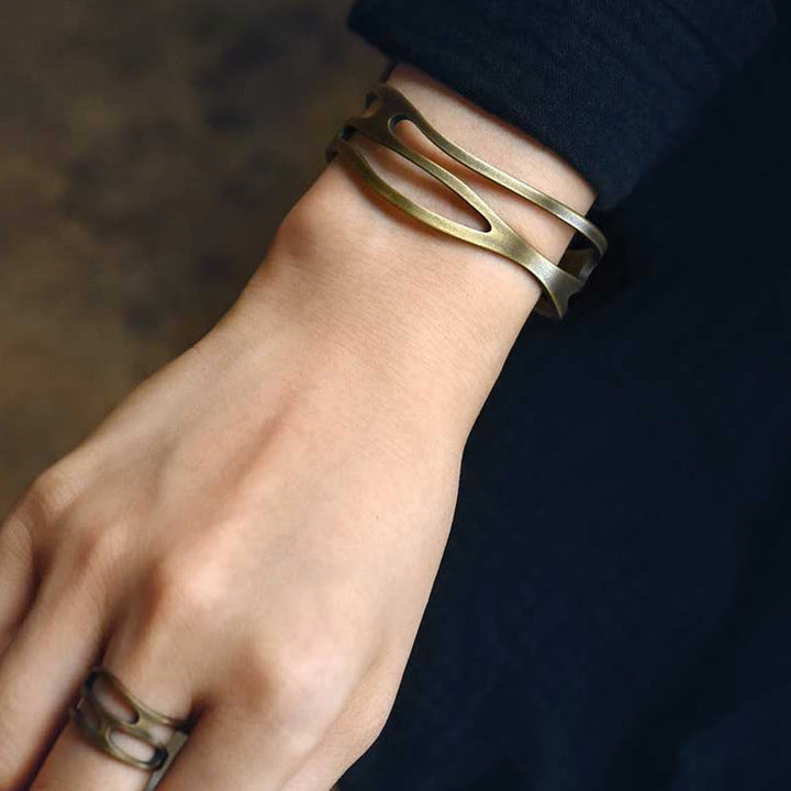 Buddha Stones Bangle gebogen koperen messing Manchetarmband - image 4