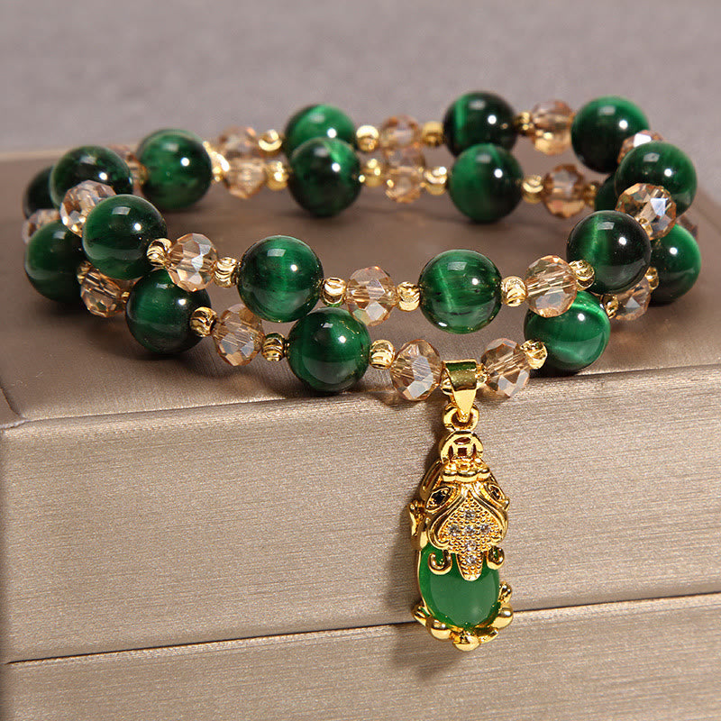 Buddha Stones Tijgeroog PiXiu Vos Geldzak Bescherming Zelfvertrouwen Dubbele Armband - image 9