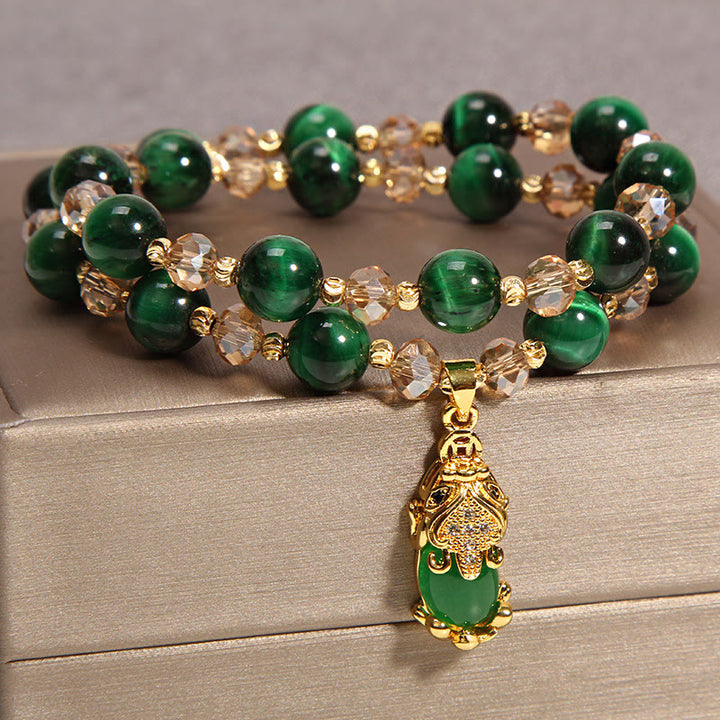 Buddha Stones Tijgeroog PiXiu Vos Geldzak Bescherming Zelfvertrouwen Dubbele Armband - image 9