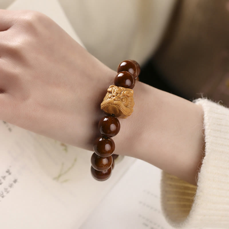 Buddha Stones Paarse Bodhizaad Dansende Leeuw Armband - image 14