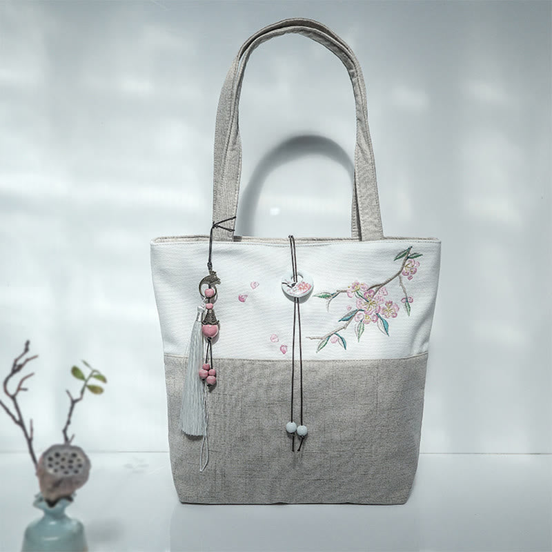 Buddha Stones Shopper met Schoudertas met grote capaciteit. - Beige wit perzikbloesem - image 40