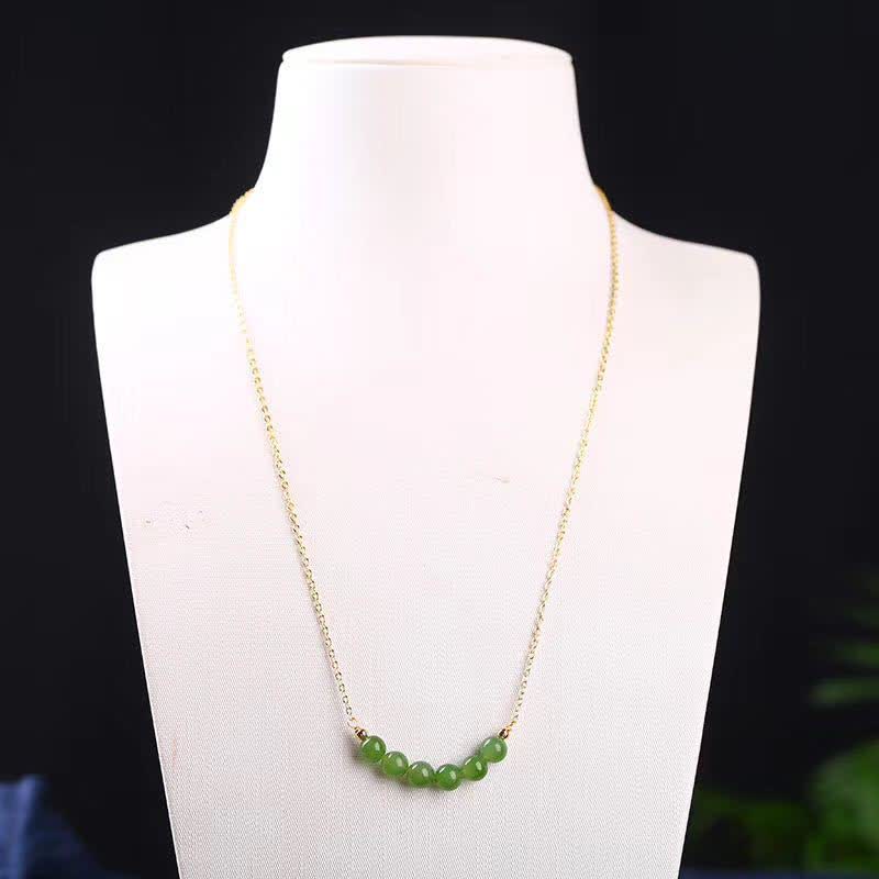 14k vergulde Hetian cyaan jade kralen Ketting - image 6