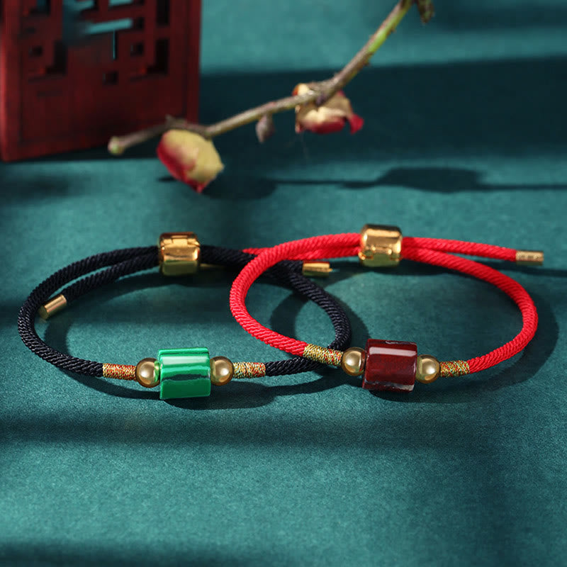 Buddha Stones Handgemaakte Tibetaanse Armband van gevlochten touw met groene aventurijn, rode malachietsteen, geluksbescherming en geluk. - image 0