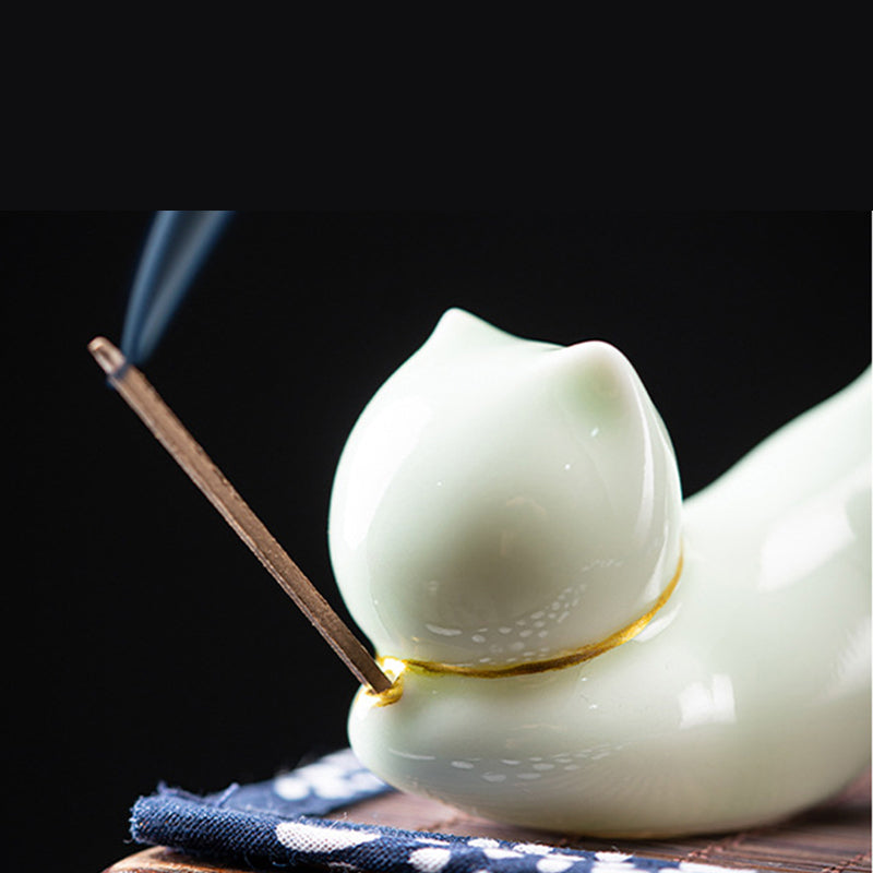 Mooie keramische Wierook met kat-panda-motief ter decoratie - image 11