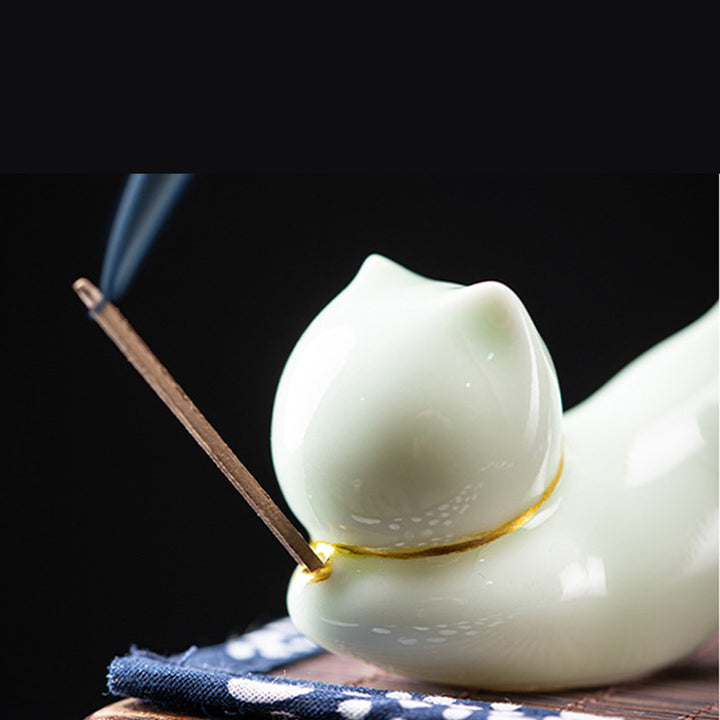 Mooie keramische Wierook met kat-panda-motief ter decoratie - image 11