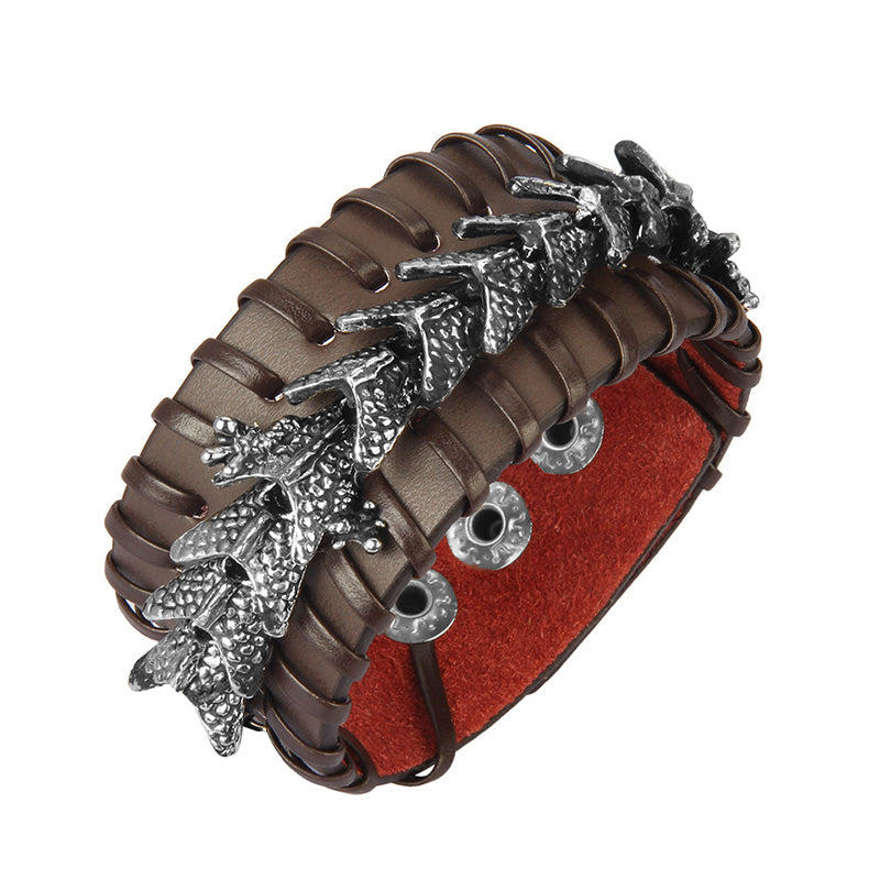 Buddha Stones Beschermende Armband van drakenleer - Bruin - image 0