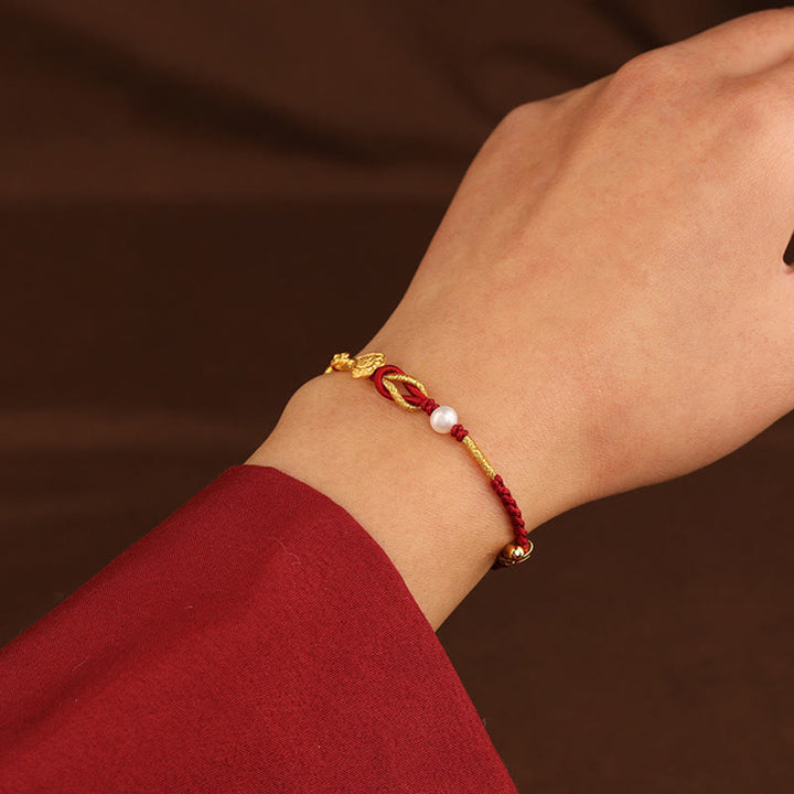 Buddha Stones 24K Gouden Armband met Ruyi-handvat en Fu-teken: Konijn, Parel, Geluk. - image 6